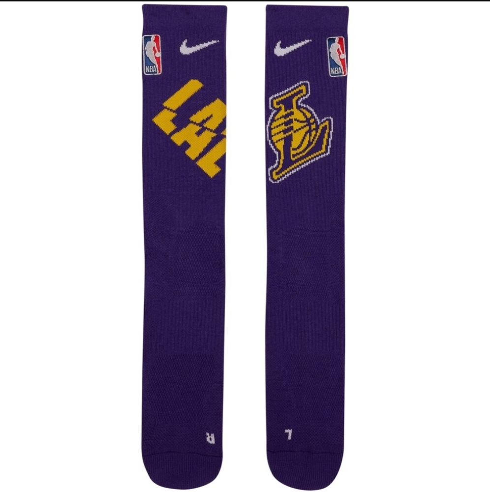 Los Angeles Lakers Nike Purple Elite Team Performance Crew Socks L